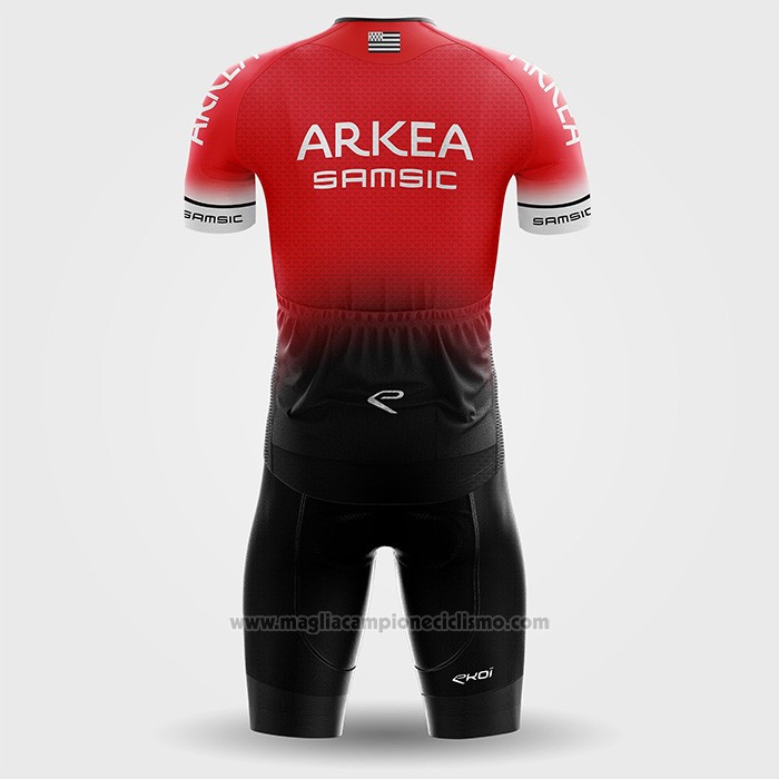 2022 Abbigliamento Ciclismo Arkea Samsic Rosso Nero Manica Corta e Salopette